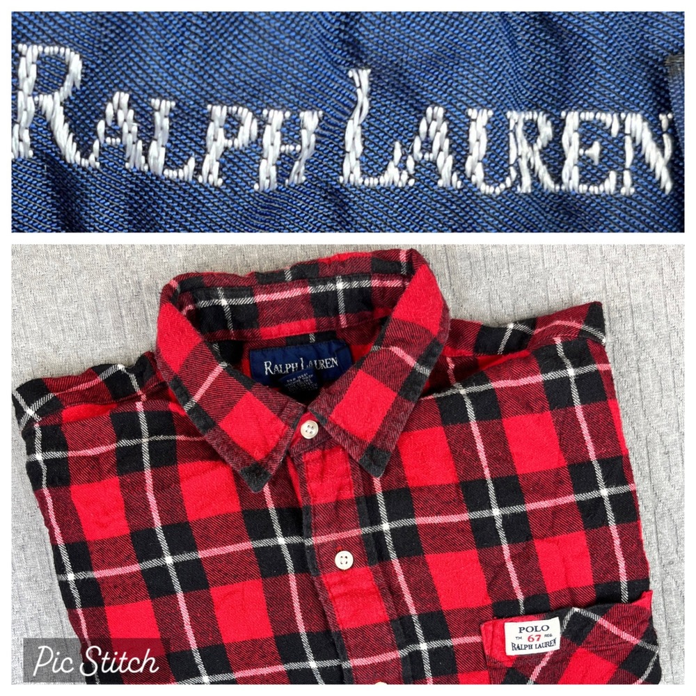 vintage Polo 67 Ralph Lauren buffalo Plaid Flannel Shirt Men Size S youth large